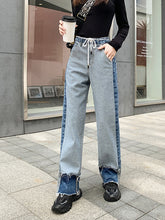 Women's High Waist Straight Joint Hem DenimTrouser Sai Feel